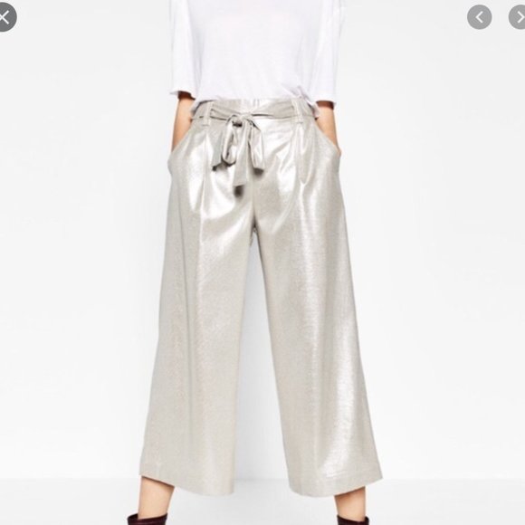 Zara Pants - Metallic paperbag culotte style zara pants